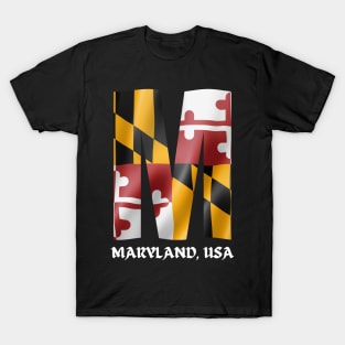MARYLAND STATE FLAG AND MARYLAND M DESIGN T-Shirt